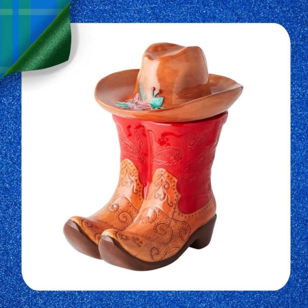 🎁 New Pioneer Woman Boots and Hat Cookie Jar